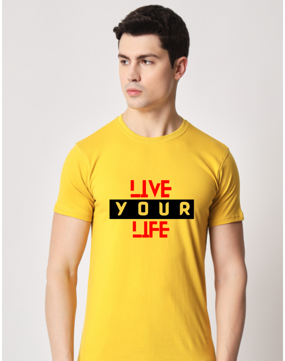 Live Your Life half sleeve men round neck t-shirt