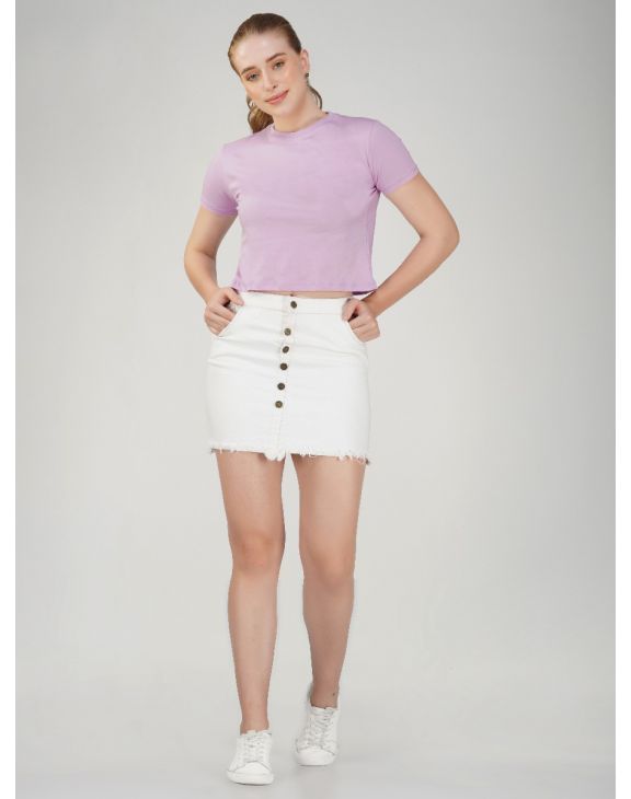 purple crop top half sleeve women round neck croptop