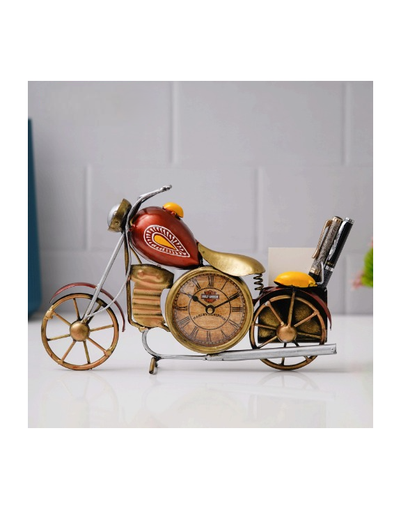 Harley Bike Clock Pen Holder