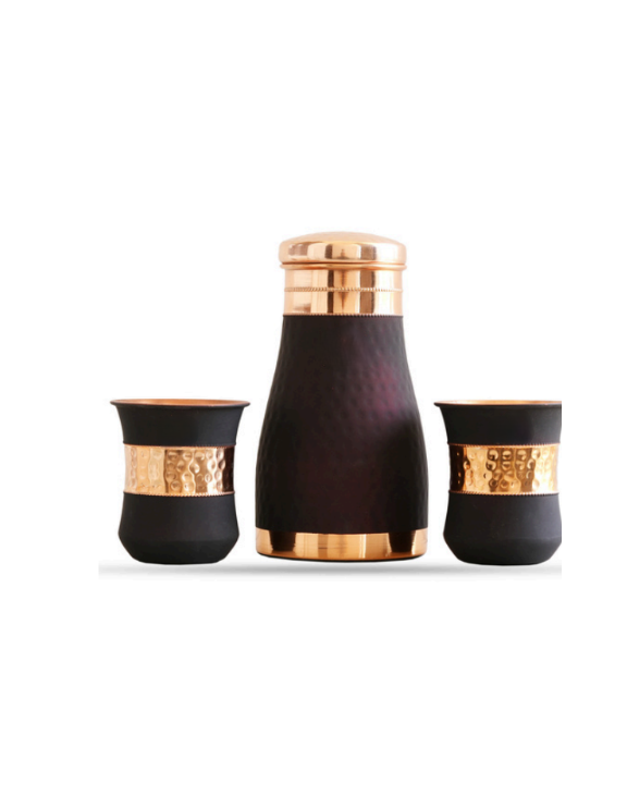 Copper Bedroom Bottle with Copper glass with Black Silk Finish