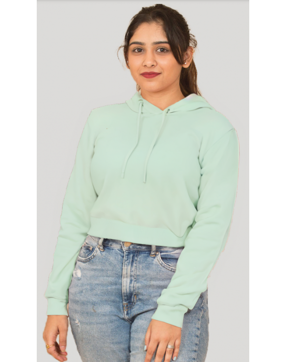 Women Crop Mint Hoodie 