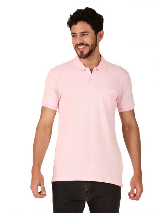 pink pocket polo  men polo neck t-shirt