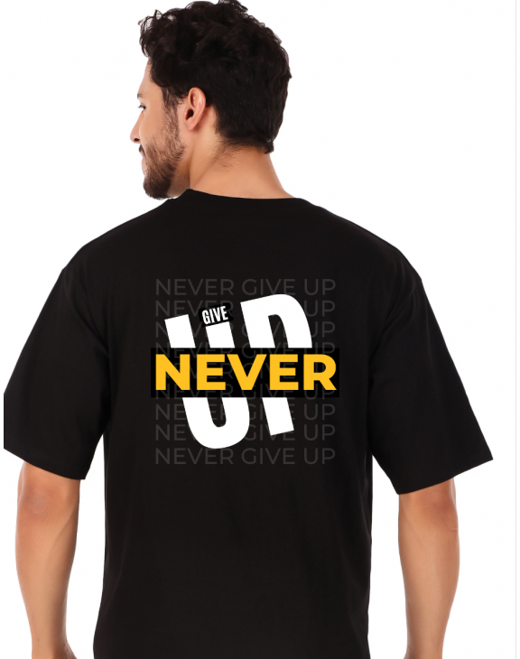 nevergiveup half sleeve men round neck t-shirt