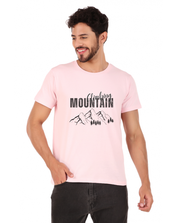 mountain half sleeve men round neck t-shirt