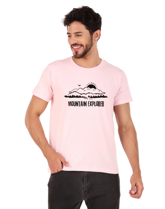 mountain half sleeve men round neck t-shirt