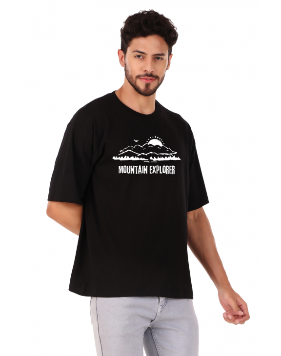 mountain half sleeve men round neck t-shirt