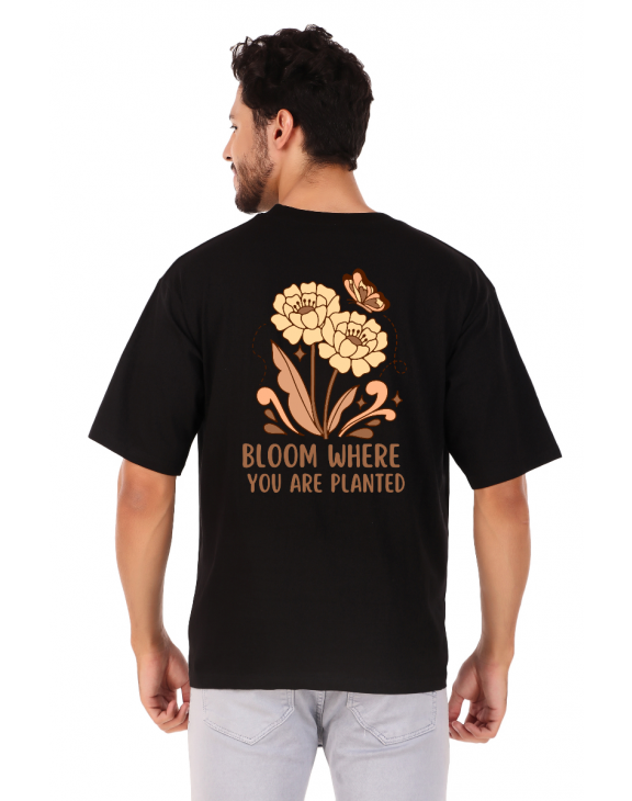 flower half sleeve men round neck t-shirt