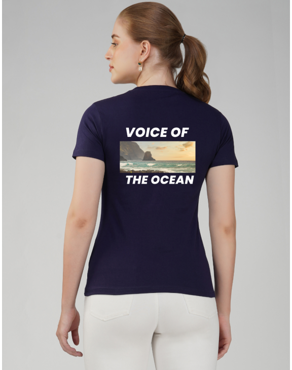 ocean half sleeve women round neck t-shirt