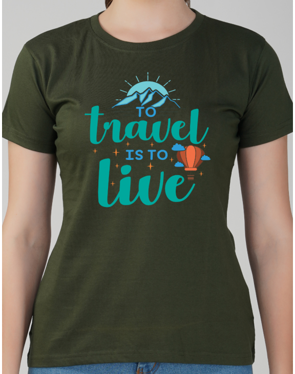 travel half sleeve women round neck t-shirt