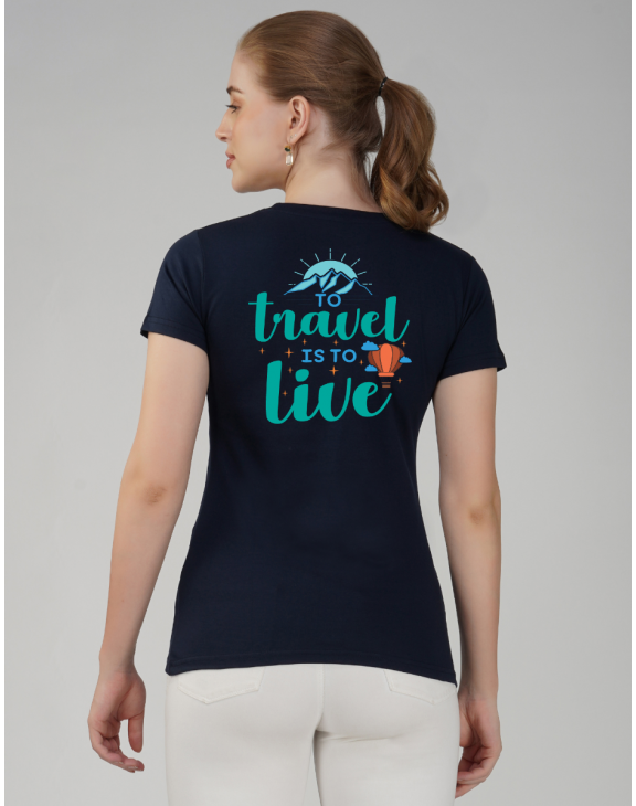 travel half sleeve women round neck t-shirt