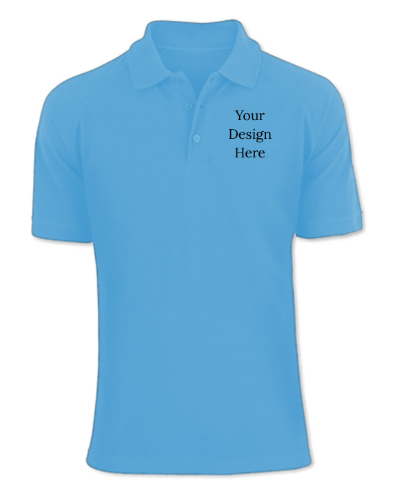 Custom Ocean Blue Men Polo Neck T-shirt