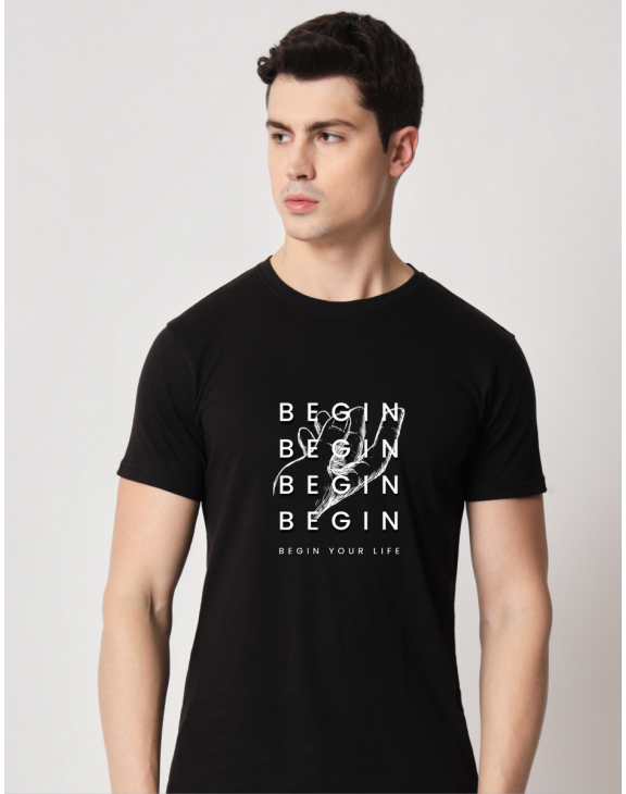 Begin half sleeve men round neck t-shirt