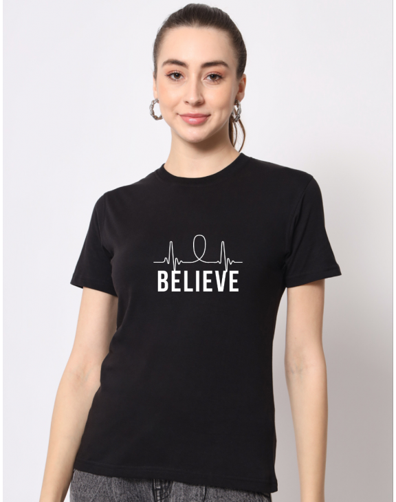 Believe half sleeve women round neck t-shirt