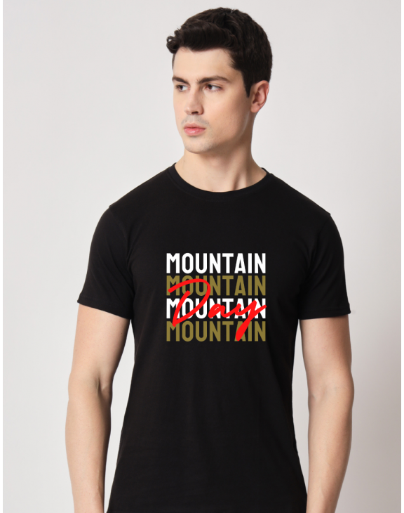Mountain half sleeve men round neck t-shirt