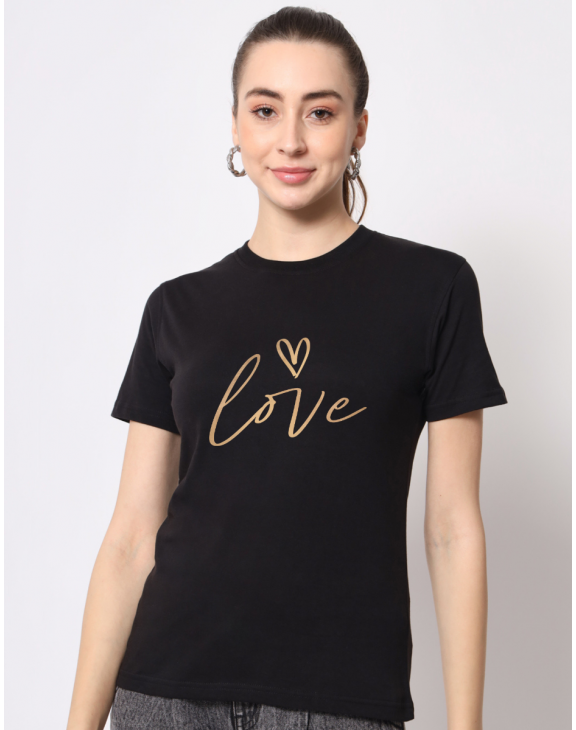 Love half sleeve women round neck t-shirt