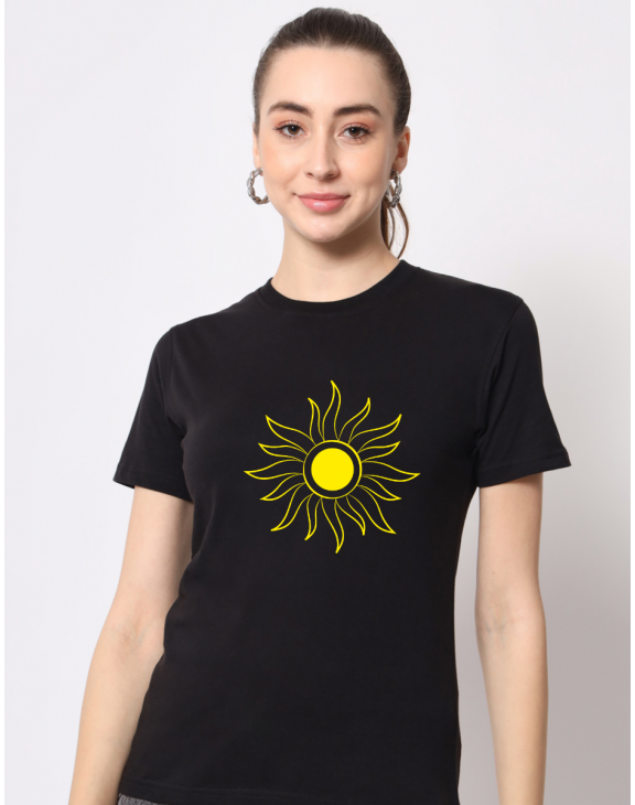 Sunflover half sleeve women round neck t-shirt