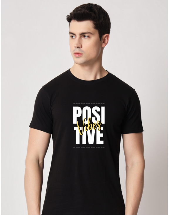 Positive Vibes half sleeve men round neck t-shirt