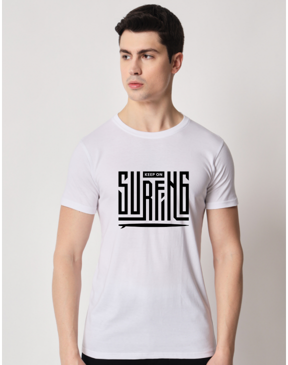 Surfing half sleeve men round neck t-shirt