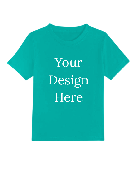 Kids Custom Round Neck Design Half Sleeve Teal T Shirt