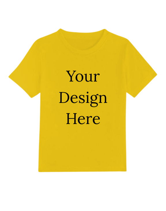 Kids Custom Round Neck Design Half Sleeve Yellow T Shirt