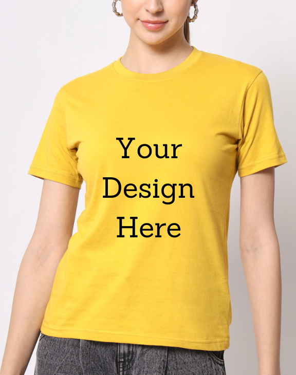 custom yellow women design half sleeve women round neck t-shirt