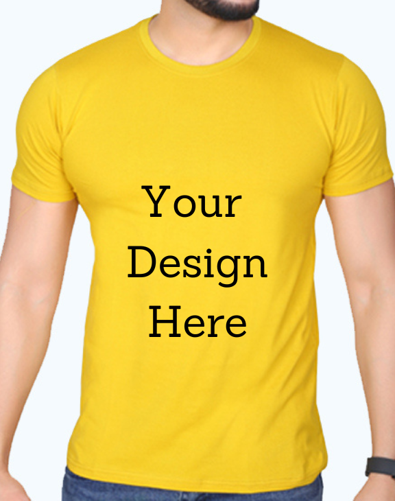 custom yellow design half sleeve men round neck t-shirt