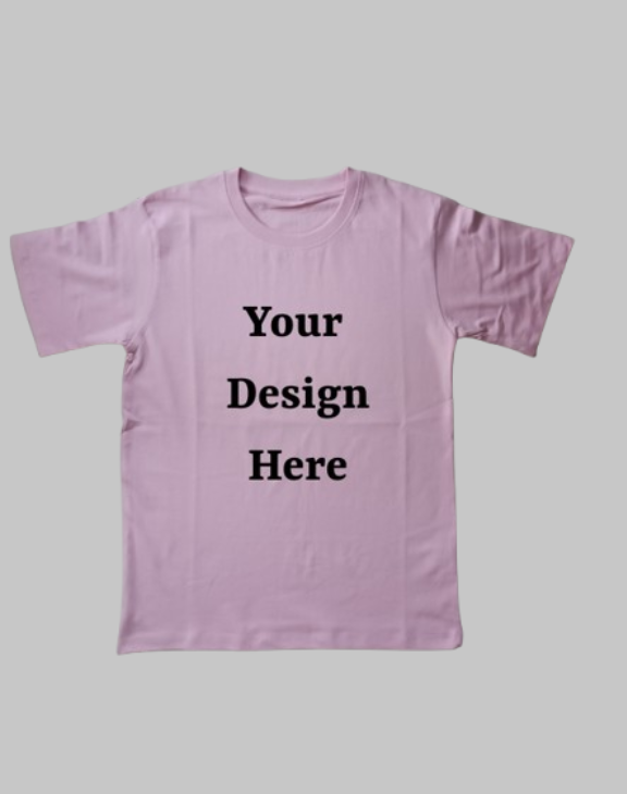 custom design soft pink t shirt half sleeve kids round neck t-shirt