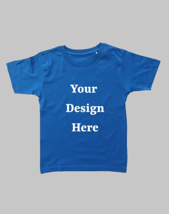 custom design indigo blue t shirt half sleeve kids round neck t-shirt