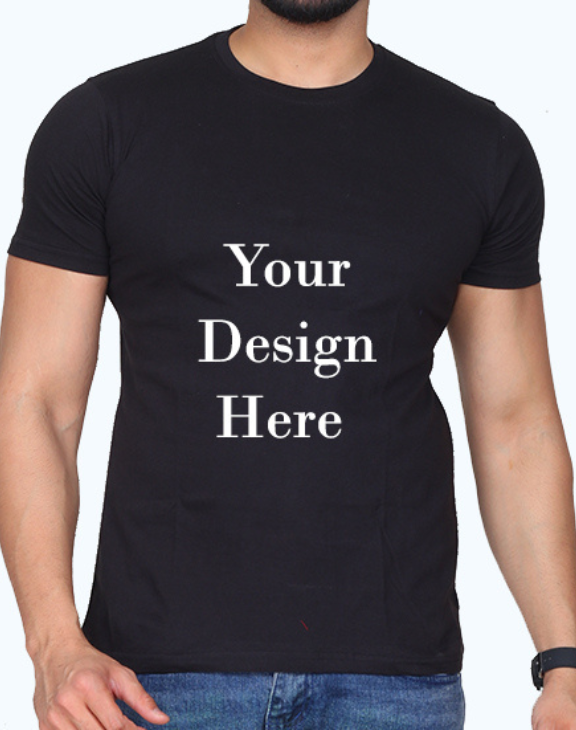 custom black men round neck half sleeve t-shirt design 