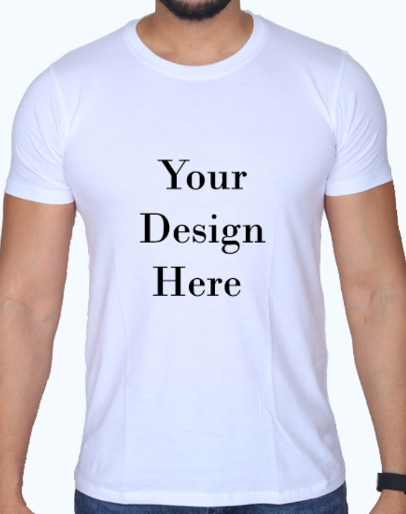 custom white design half sleeve men round neck t-shirt