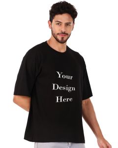 Custom Oversize black men round neck t-shirt