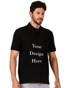 Custom black men polo neck t-shirt