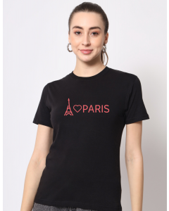 Love Paris half sleeve women round neck t-shirt