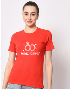 Mrs Right half sleeve women round neck t-shirt