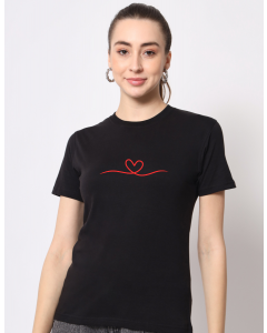 Heart half sleeve women round neck t-shirt