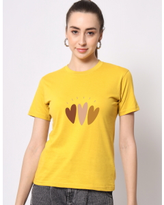 Heart half sleeve women round neck t-shirt