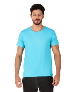 sky blue half sleeve men round neck t-shirt